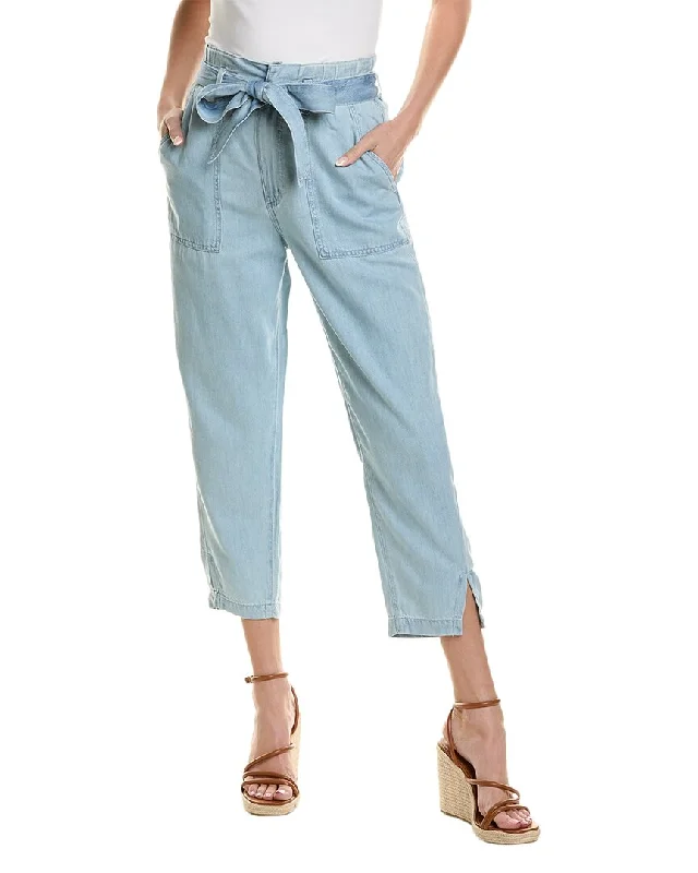 AG Jeans High-Rise Barrel Silk-Blend Paperbag Pant