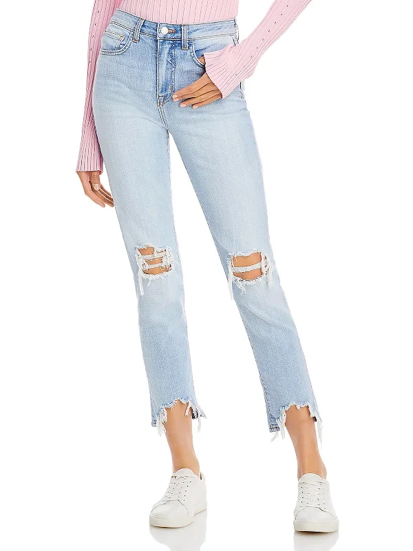 Womens High Rise Distressed Skinny Jeans