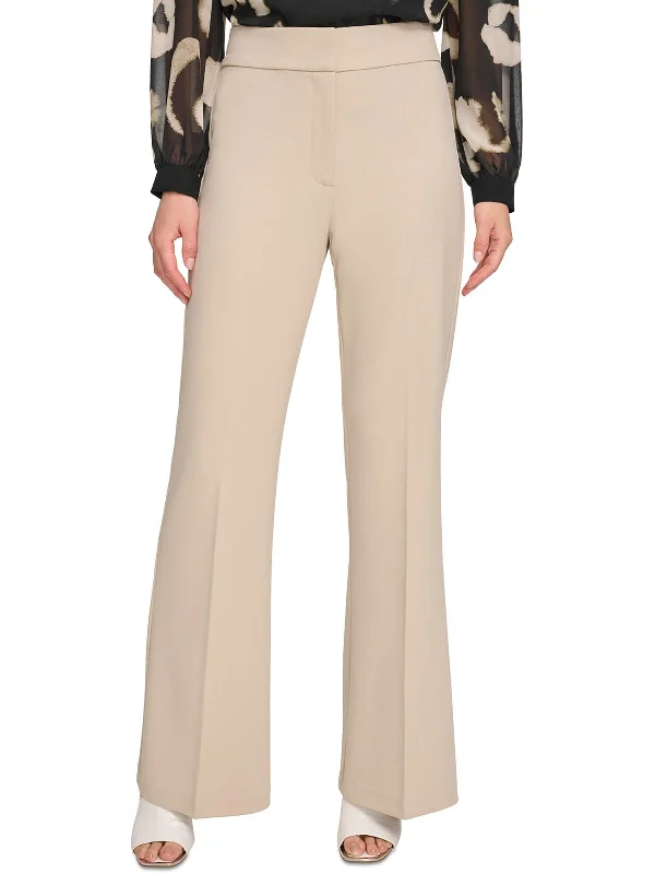 Womens High-Waist Polyester Wide Leg Pants