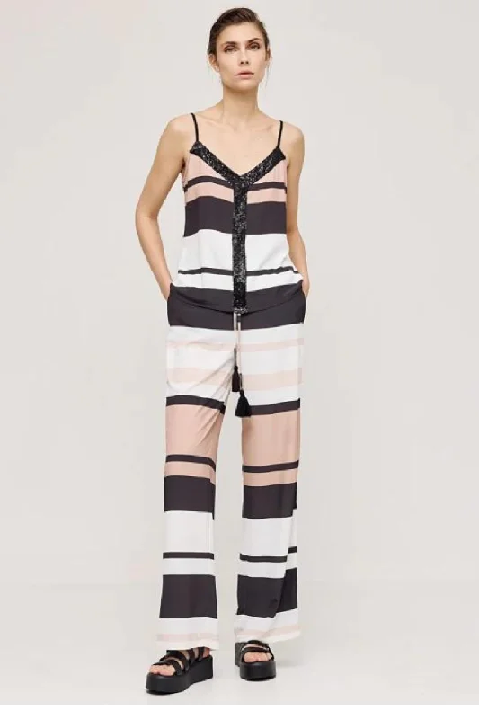 Access Fashion Striped Pants With Sequins Detail