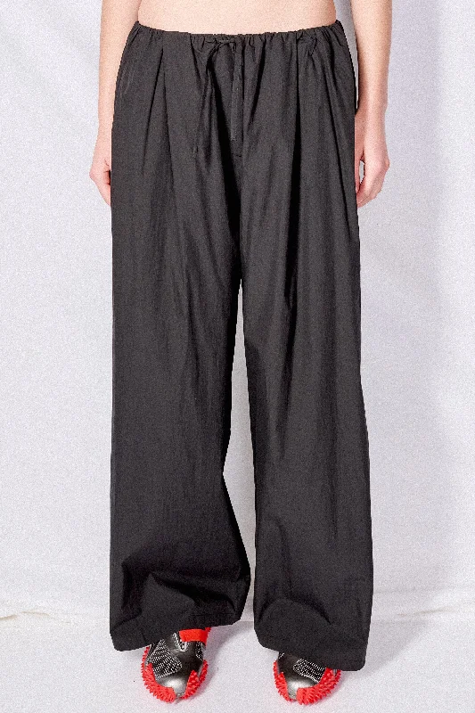 Black Cotton Wide Banding Pants