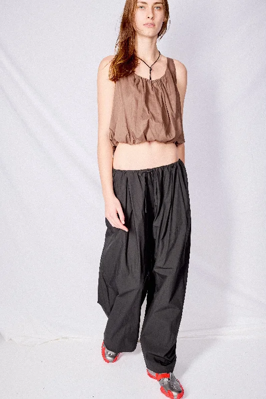 Black Cotton Wide Banding Pants