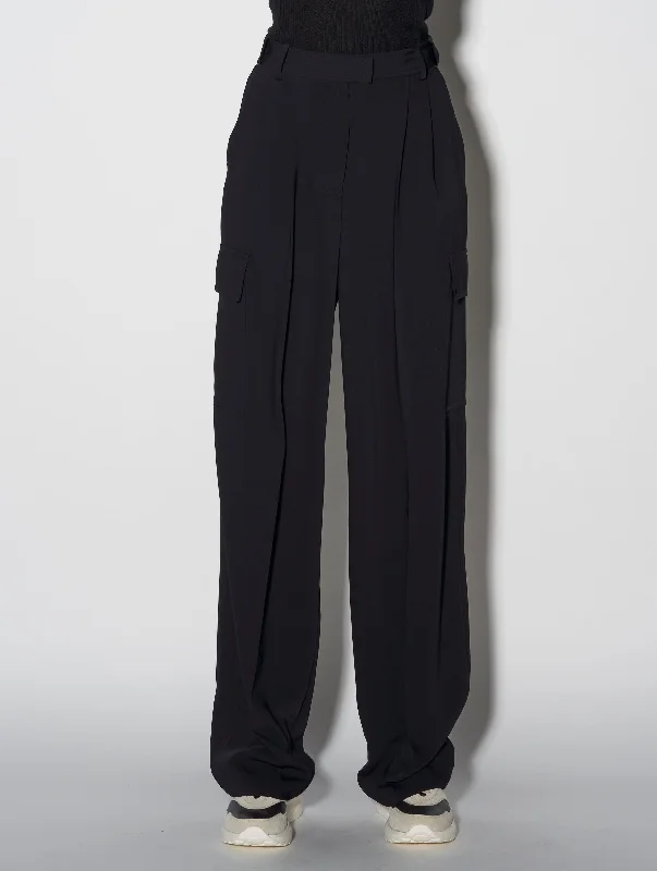 Black crepe combat trousers