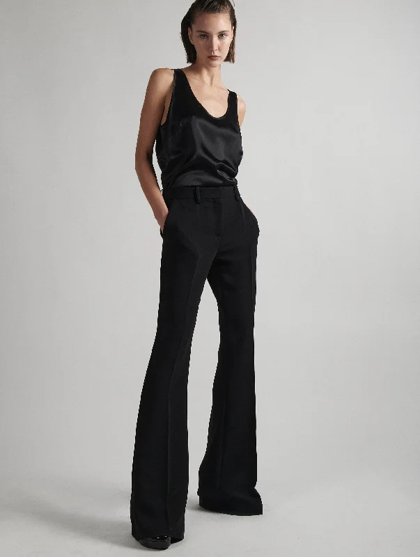 Black crepe flare trousers