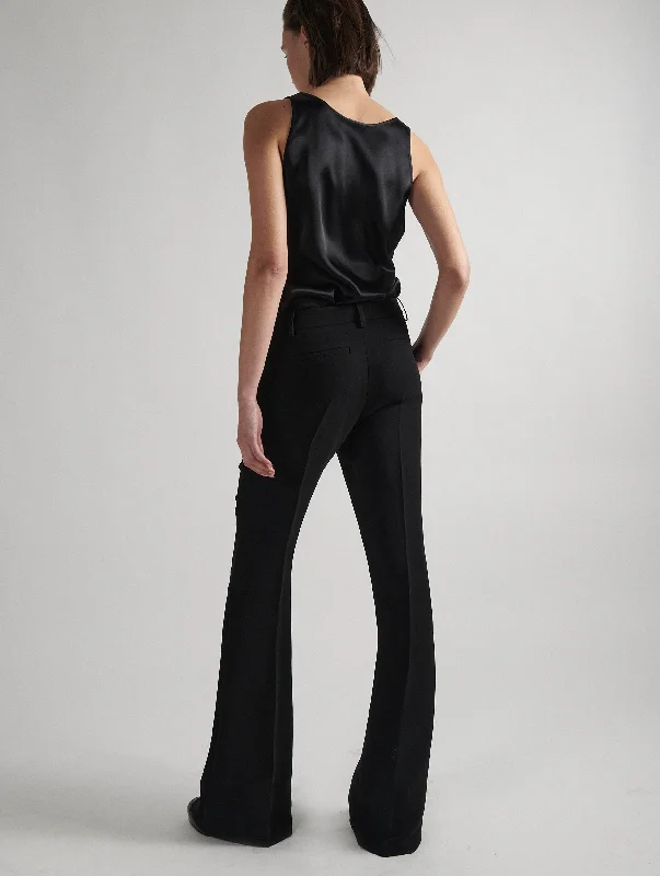 Black crepe flare trousers