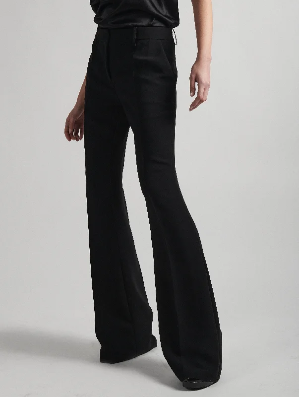 Black crepe flare trousers