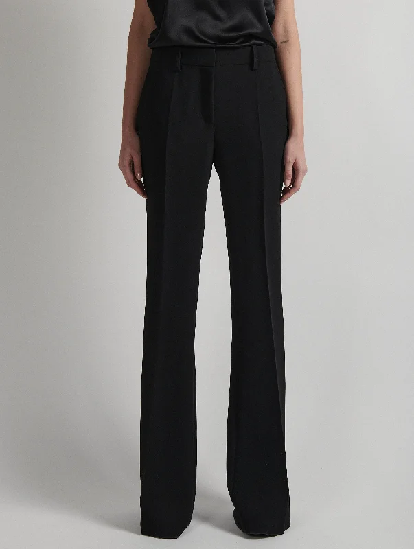 Black crepe flare trousers