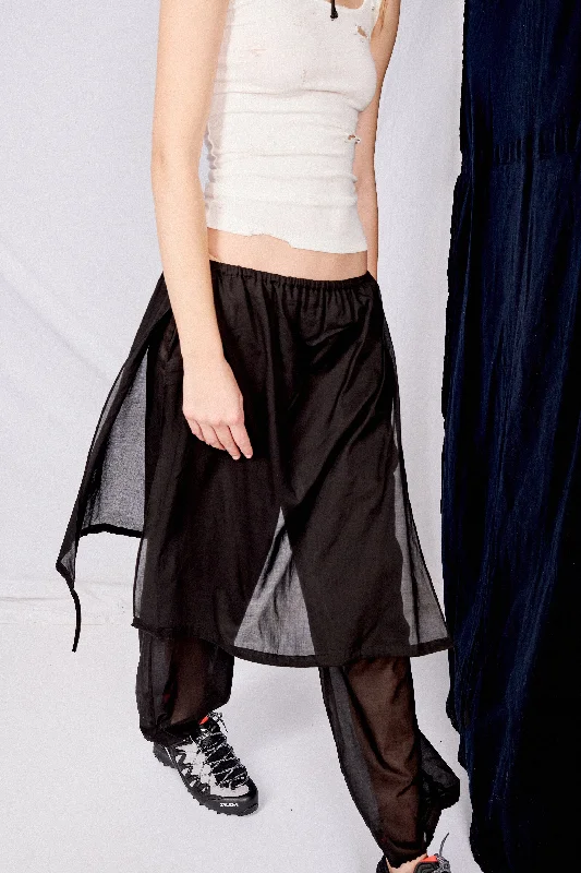 Black Drawstring Layered Banding Pants