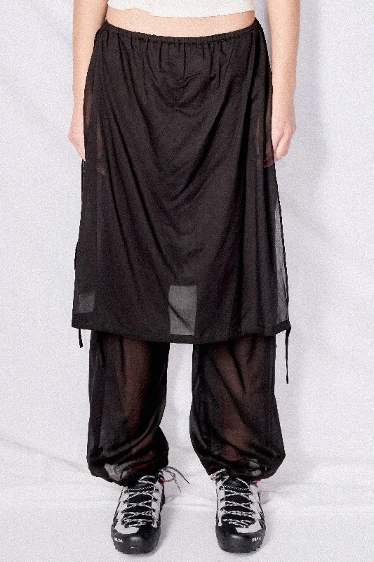 Black Drawstring Layered Banding Pants