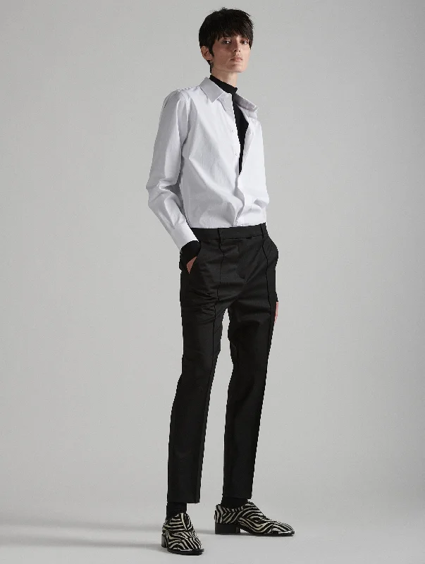 Black stretch wool gabardine roxy trousers