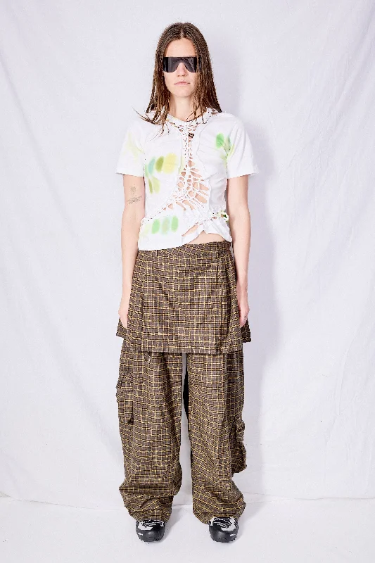 Charcoal Plaid Lawn Skirt Cargo Pant