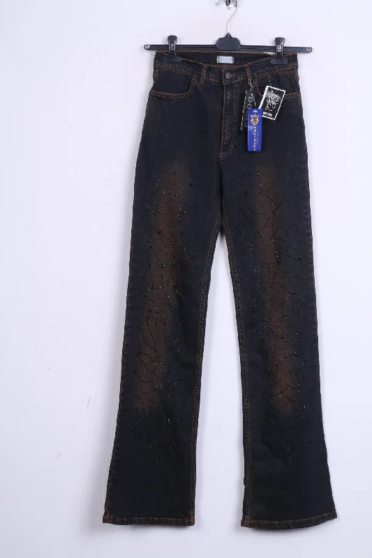 New Dorin Womens 36 Trousers Denim Jeans Long Leg Ornaments