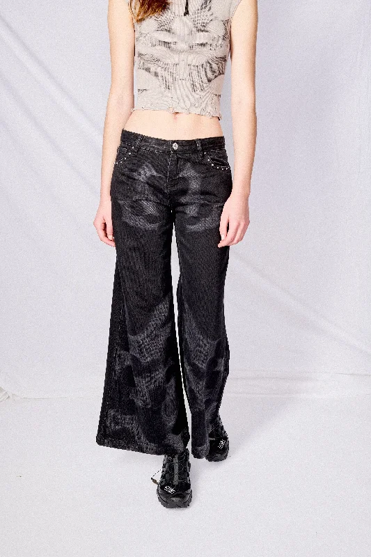 Onyx/Pearl Denim Print Baggy Jeans