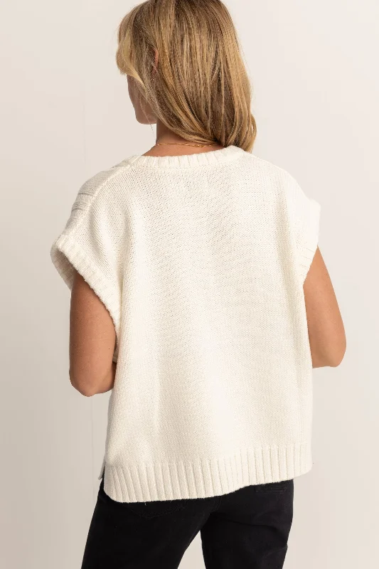 Finley Cable Knit Vest White