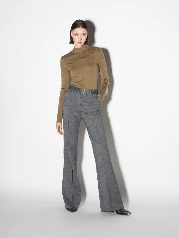 Grey stretch wool flared trousers