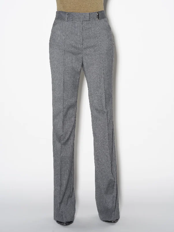 Grey stretch wool flared trousers