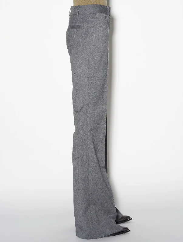 Grey stretch wool flared trousers