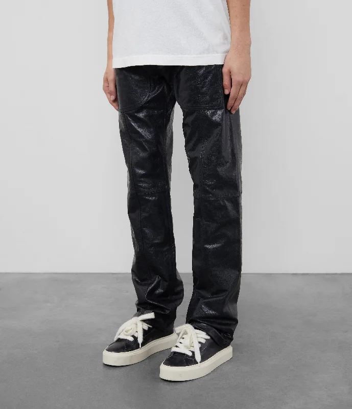 LEATHER STACKED CARPENTER PANT