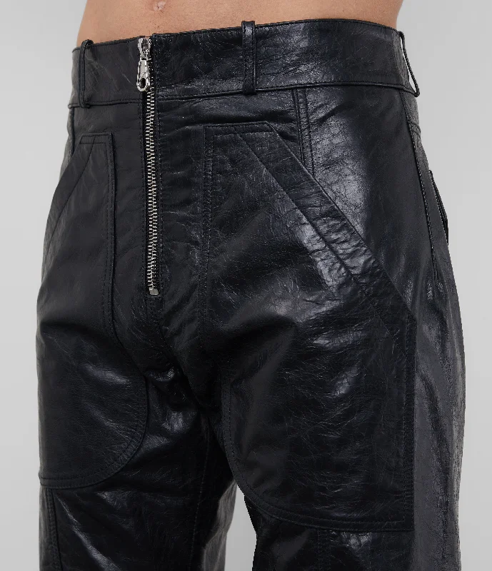 LEATHER STACKED CARPENTER PANT