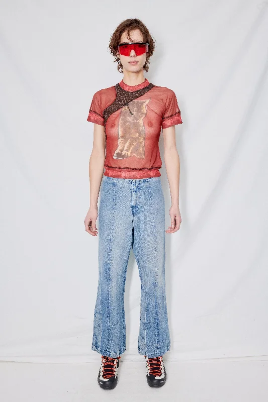 Light Wash Denim Flare Pant