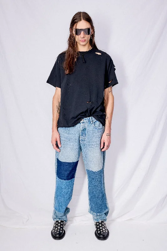 Light Wash Denim Patch Jean