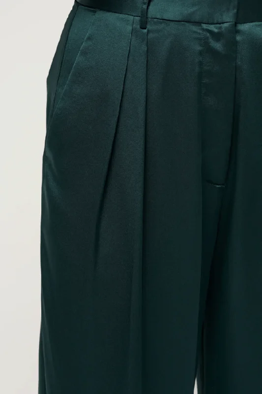 Relaxed Silk Boy Pant Green