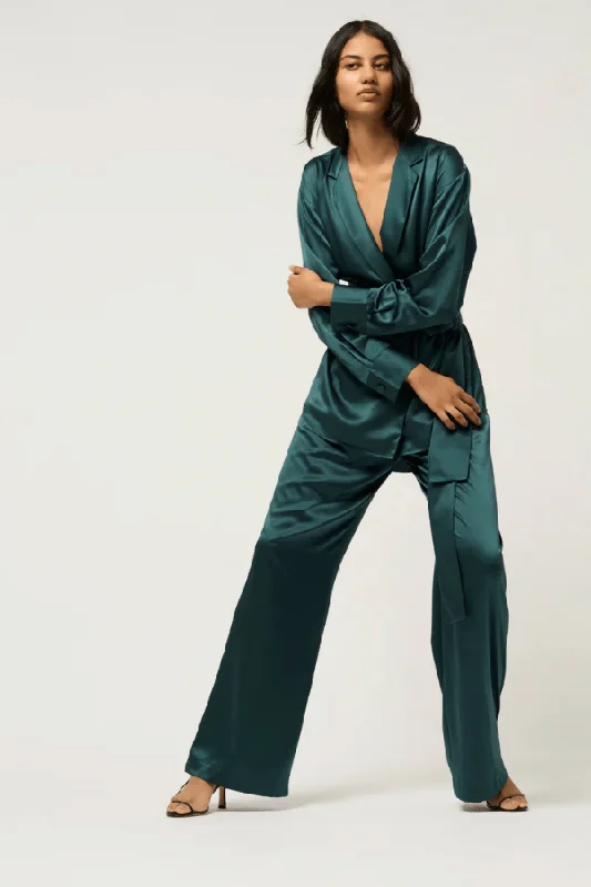 Relaxed Silk Boy Pant Green