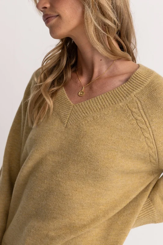 Moonstone Oversized V Neck Sweater Moss