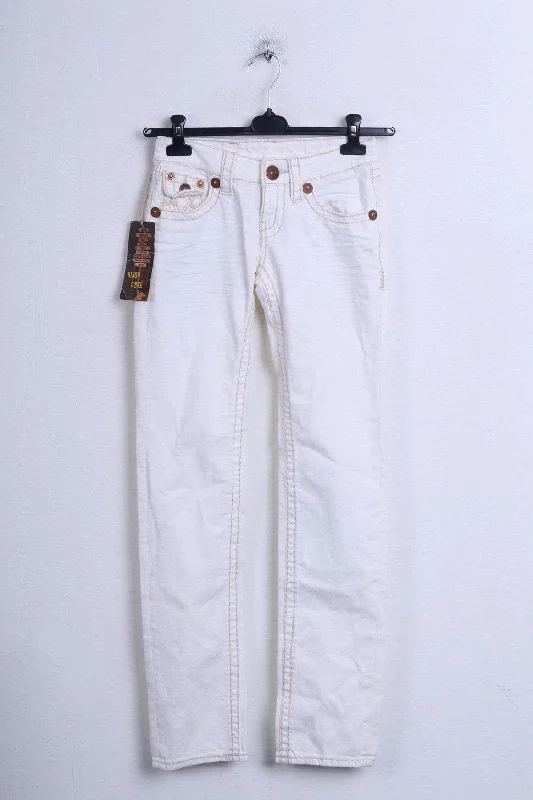 New Bisou Deve Womens Trousers 36 S Jeans Cream Cotton