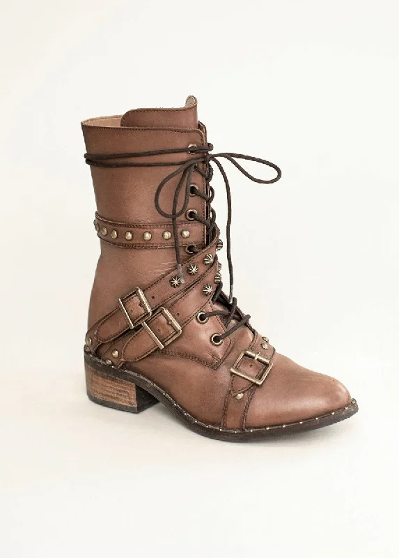 Rowan Leather Combat Boot in Brown