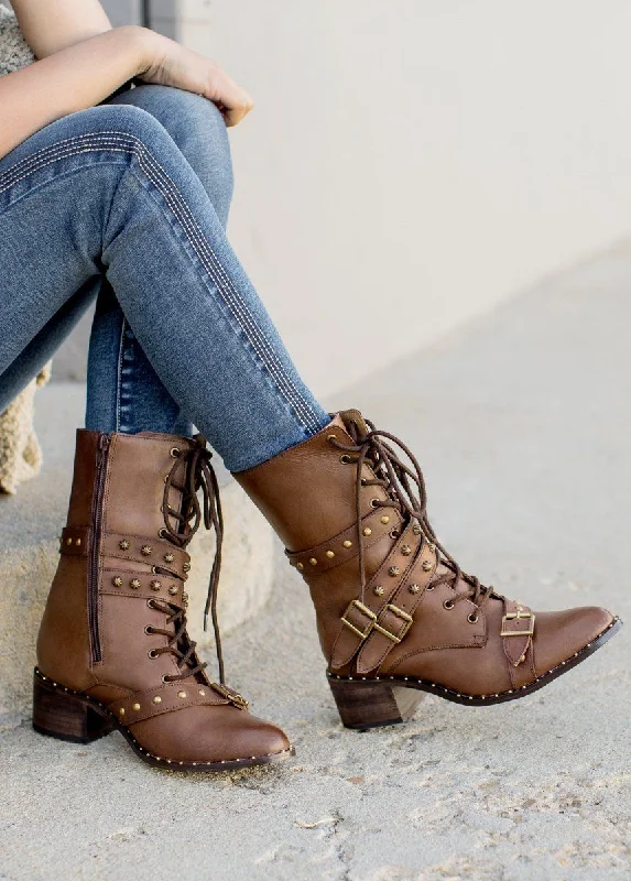 Rowan Leather Combat Boot in Brown