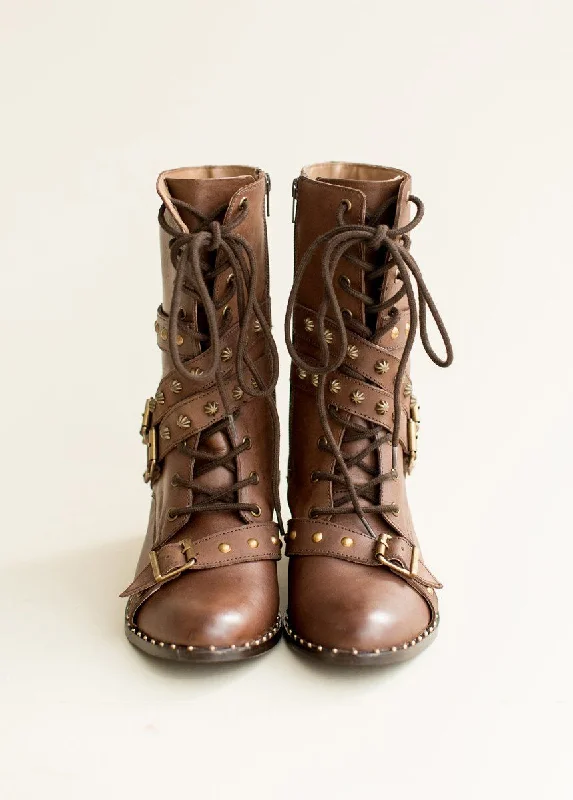 Rowan Leather Combat Boot in Brown