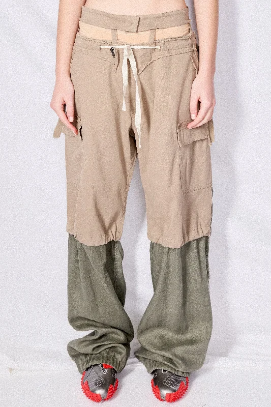 Olive Grey Baggy Cargo Pants