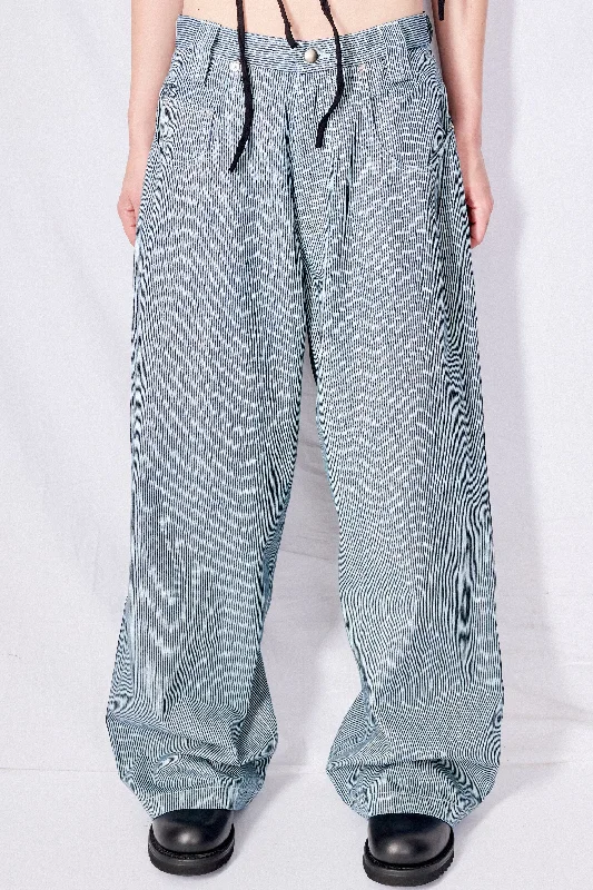 Railroad Stripe Denim Reflector Baggy Jean