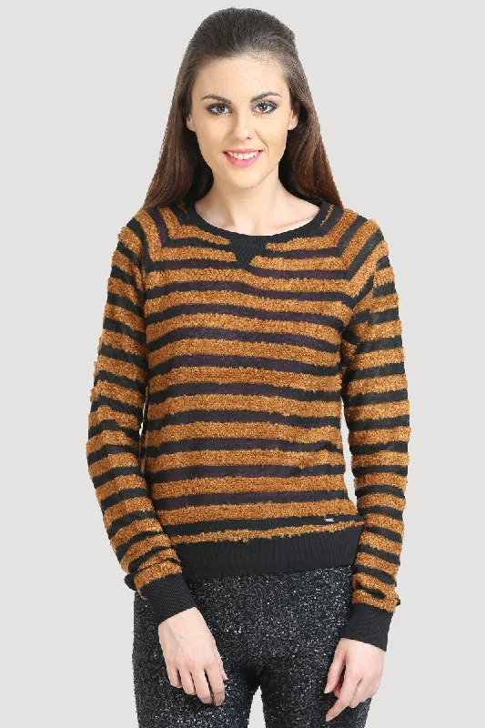 Round Neck Full Sleeves Striped Pullover