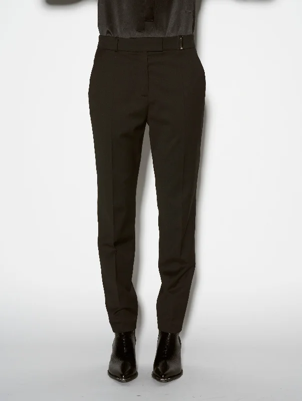 Roxy black wool gabardine suit trousers