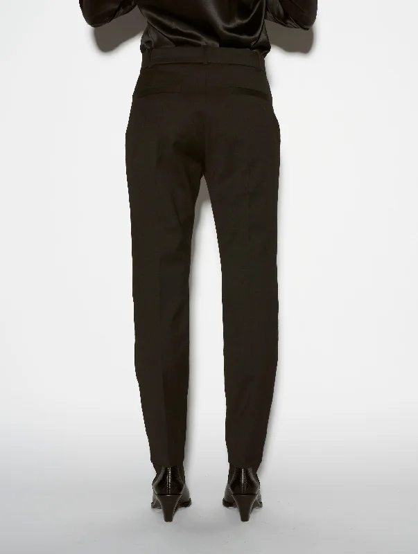 Roxy black wool gabardine suit trousers