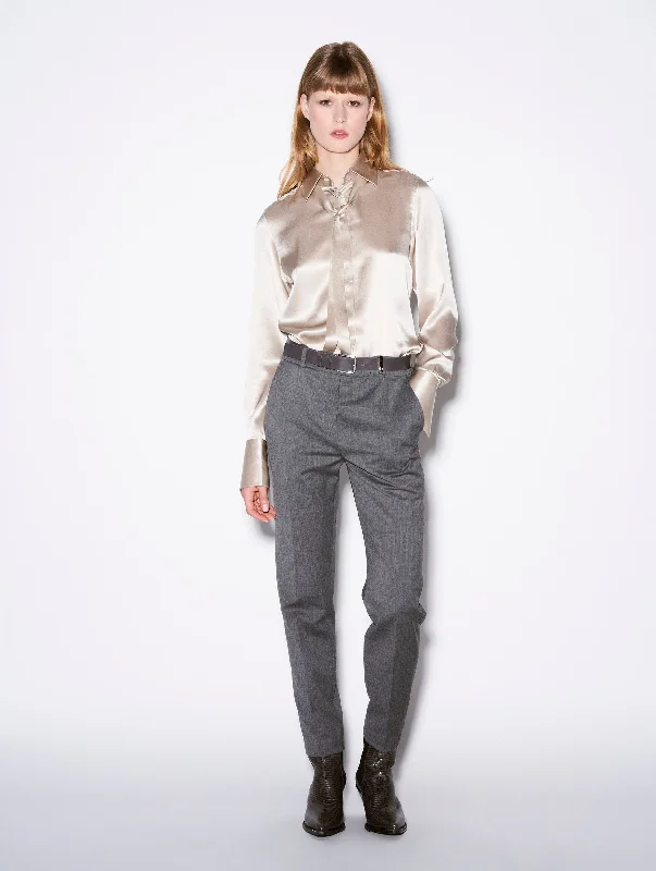 Roxy grey wool gabardine suit trousers