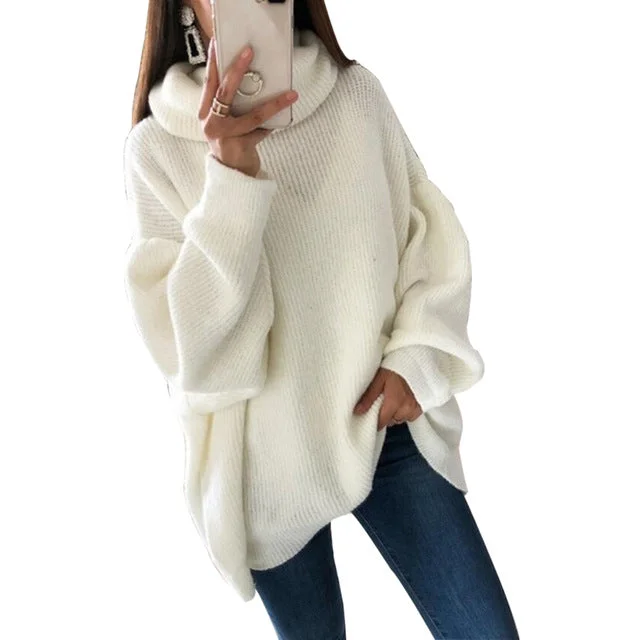 SHUJIN New Turtleneck Women Sweater Autumn Winter Long Sleeve Oversize Jumper 2019 Knitted Loose Fashion Pullover Femme Clothing