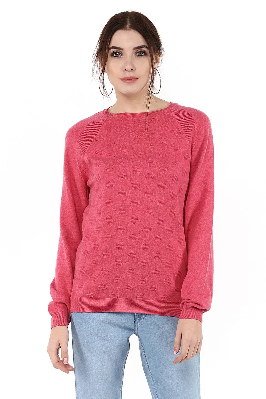 Solid Pink Full Sleeve Round Neck Jumper