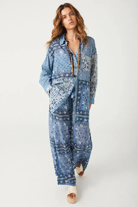 Sunshine Bandit Wide Leg Pant - Chambray