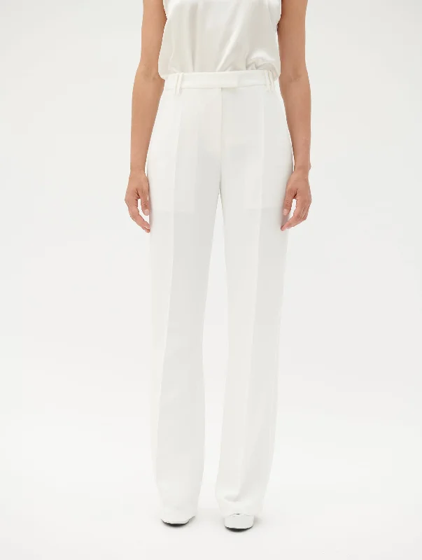 White crepe flared suit trousers