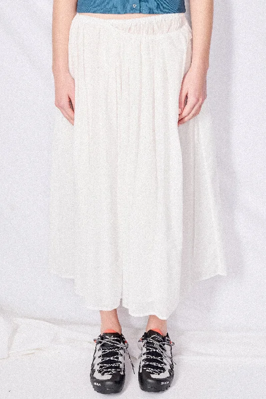 White Drawstring Sheer Shirring Skirt