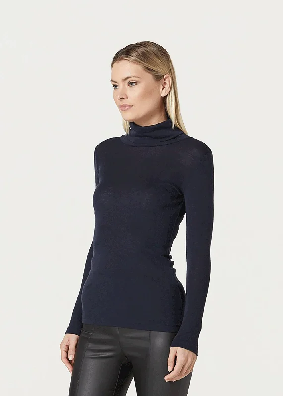 Womens Babywool Rib Turtle Neck