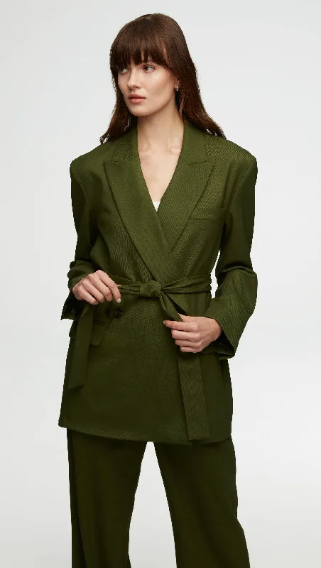 Belted Blazer in Seasonless Wool | Olive