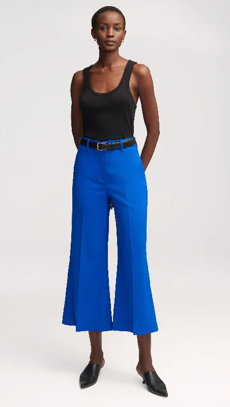 Cropped Flare Trouser in Seasonless Wool | Royal Blue