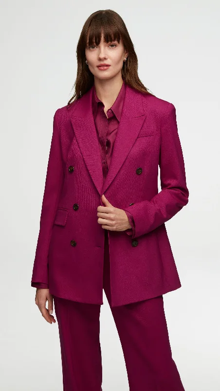 Double-Breasted Blazer in Seasonless Wool | Magenta