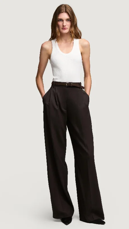 Pleated Trouser in Seasonless Wool | Coffee