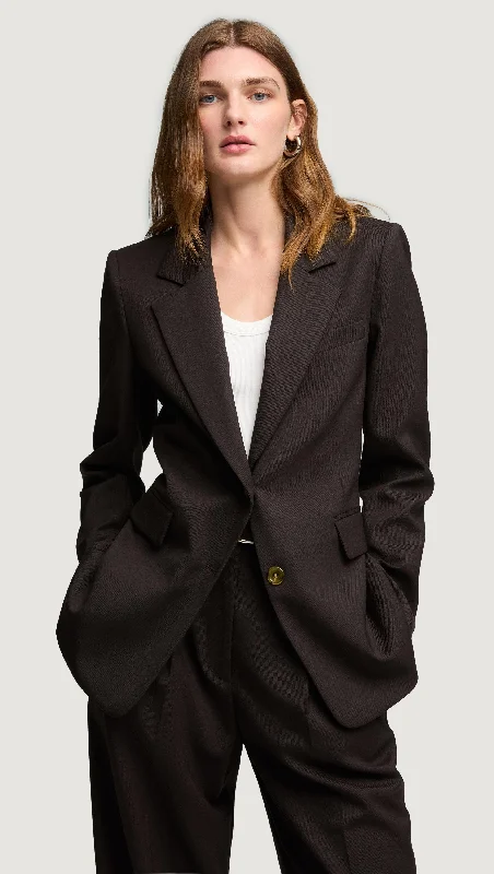 Two-Button Blazer in Seasonless Wool | Coffee