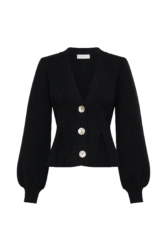 Beverly Knit Cinched Cardigan - Black